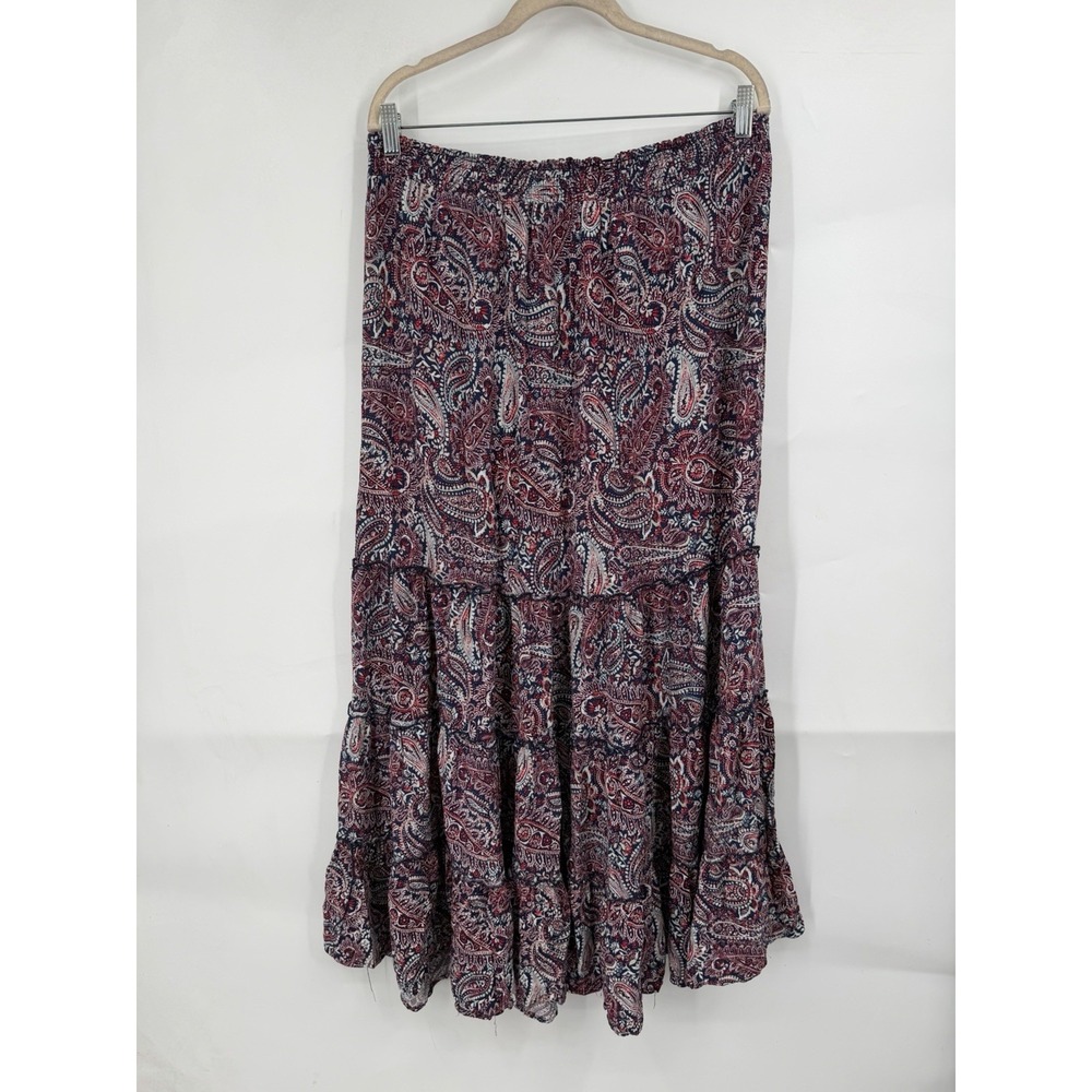 Knox Rose Cottage Maxi Skirt Women L Colorful Floral Paisley Prairie Milk Maid